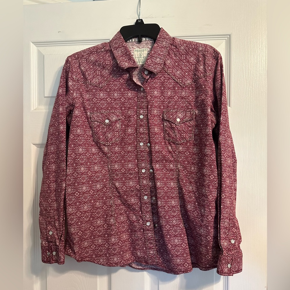 Western Red Button Down Great Condition
